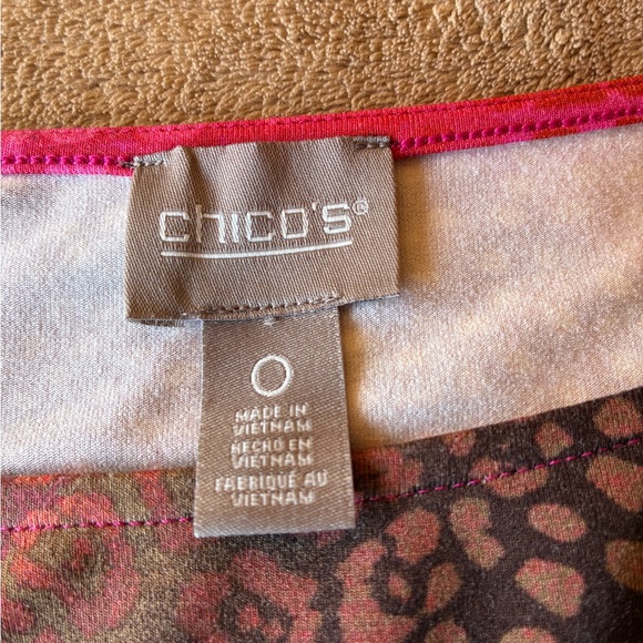 CHICO’S Sleeveless Orange/Pink/Brown Leopard Print Dress Size XS (0) - Picture 3 of 7